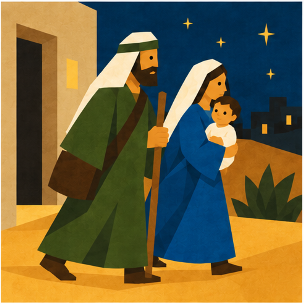Flight into Egypt Nativity story block artwork side 4